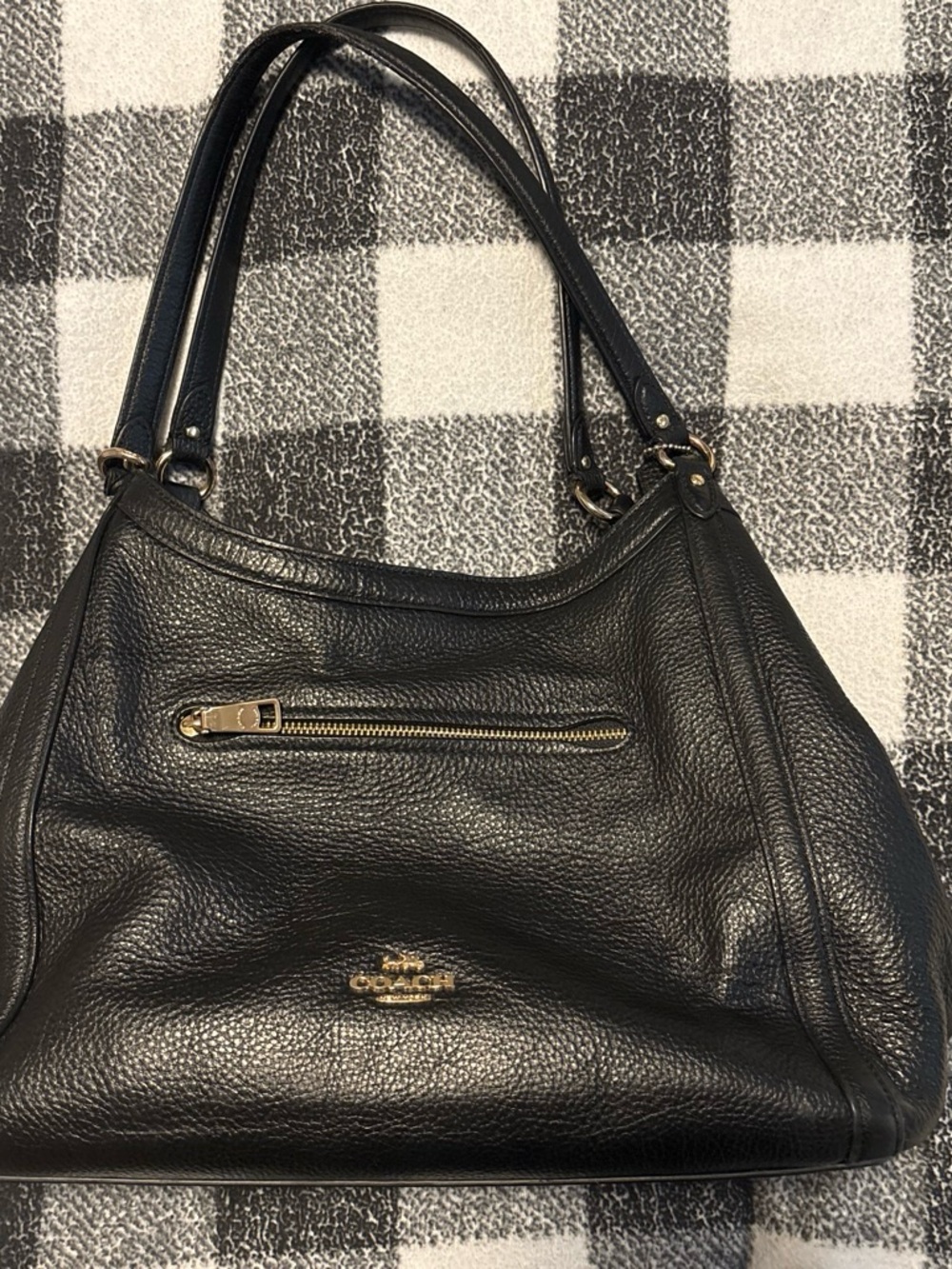 Coach Kristy  Black Pebbled Leather Shoulder Bag with Gold Hardware-EUC